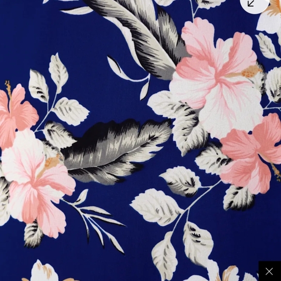 EUC... Lulu's " Shifting Dears" Royal Blue Floral  Chiffon Dress Size L - Picture 3 of 7